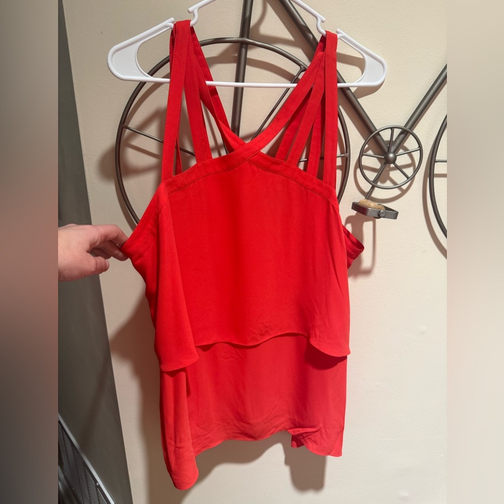 BCBGMaxAzria Red Strappy Layered Tank Top Size L